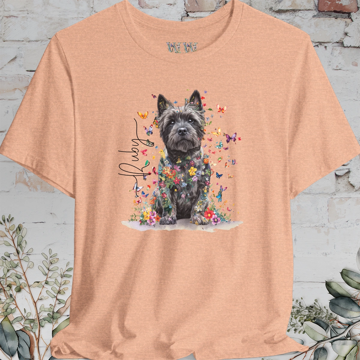 Cairn Terrier #1 Floral Butterfly personalized unisex T shirt