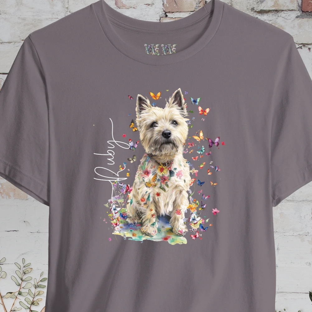 Cairn Terrier #2 Floral Butterfly personalized unisex T shirt
