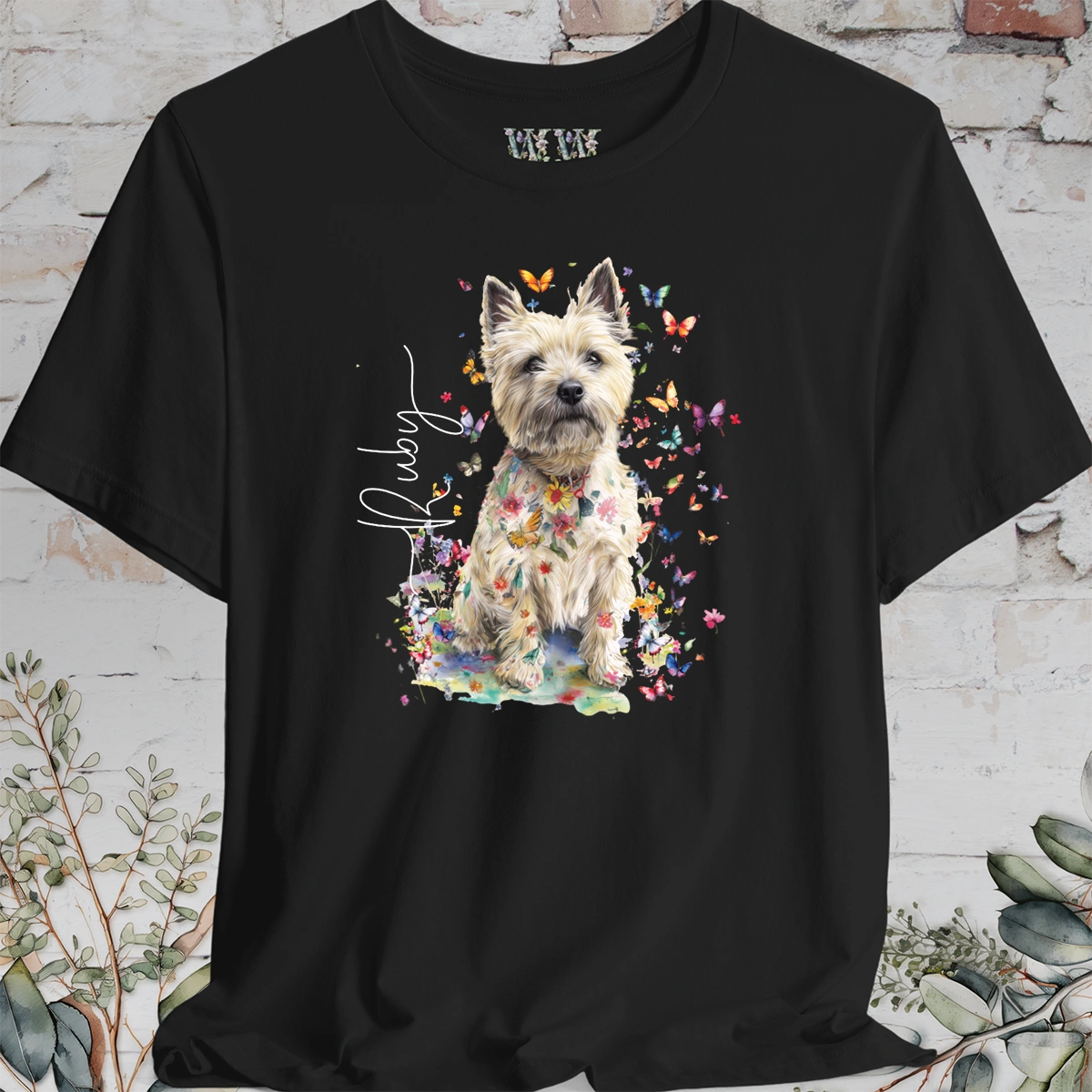 Cairn Terrier #2 Floral Butterfly personalized unisex T shirt