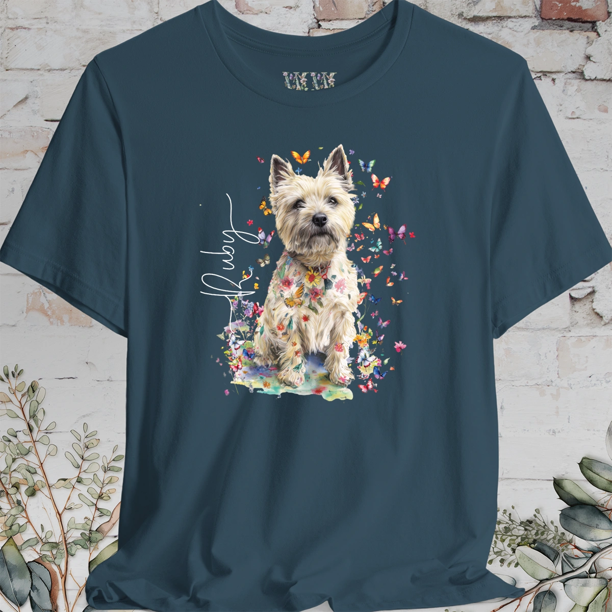 Cairn Terrier #2 Floral Butterfly personalized unisex T shirt