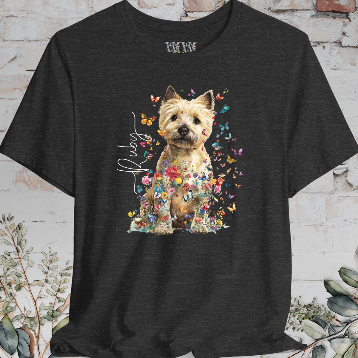 Cairn Terrier #3 Floral Butterfly personalized unisex T shirt
