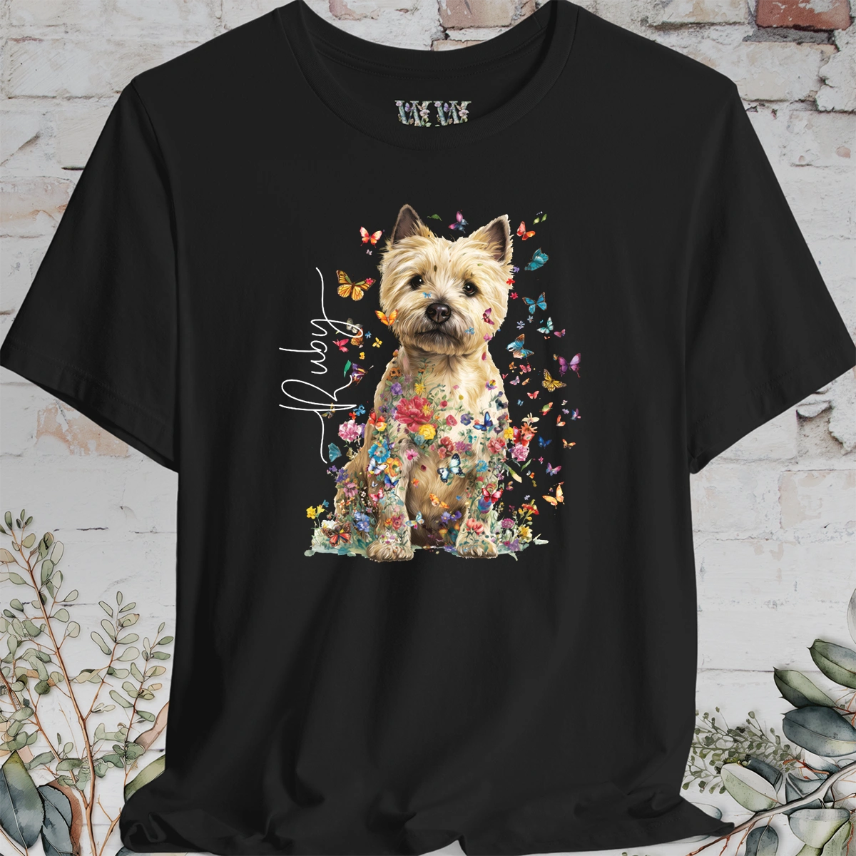 Cairn Terrier #3 Floral Butterfly personalized unisex T shirt