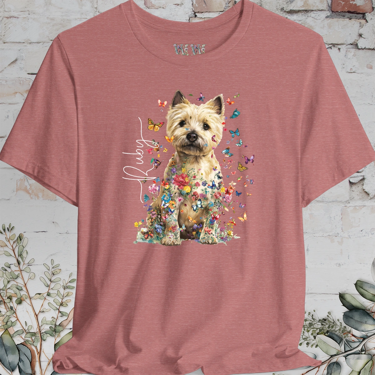 Cairn Terrier #3 Floral Butterfly personalized unisex T shirt