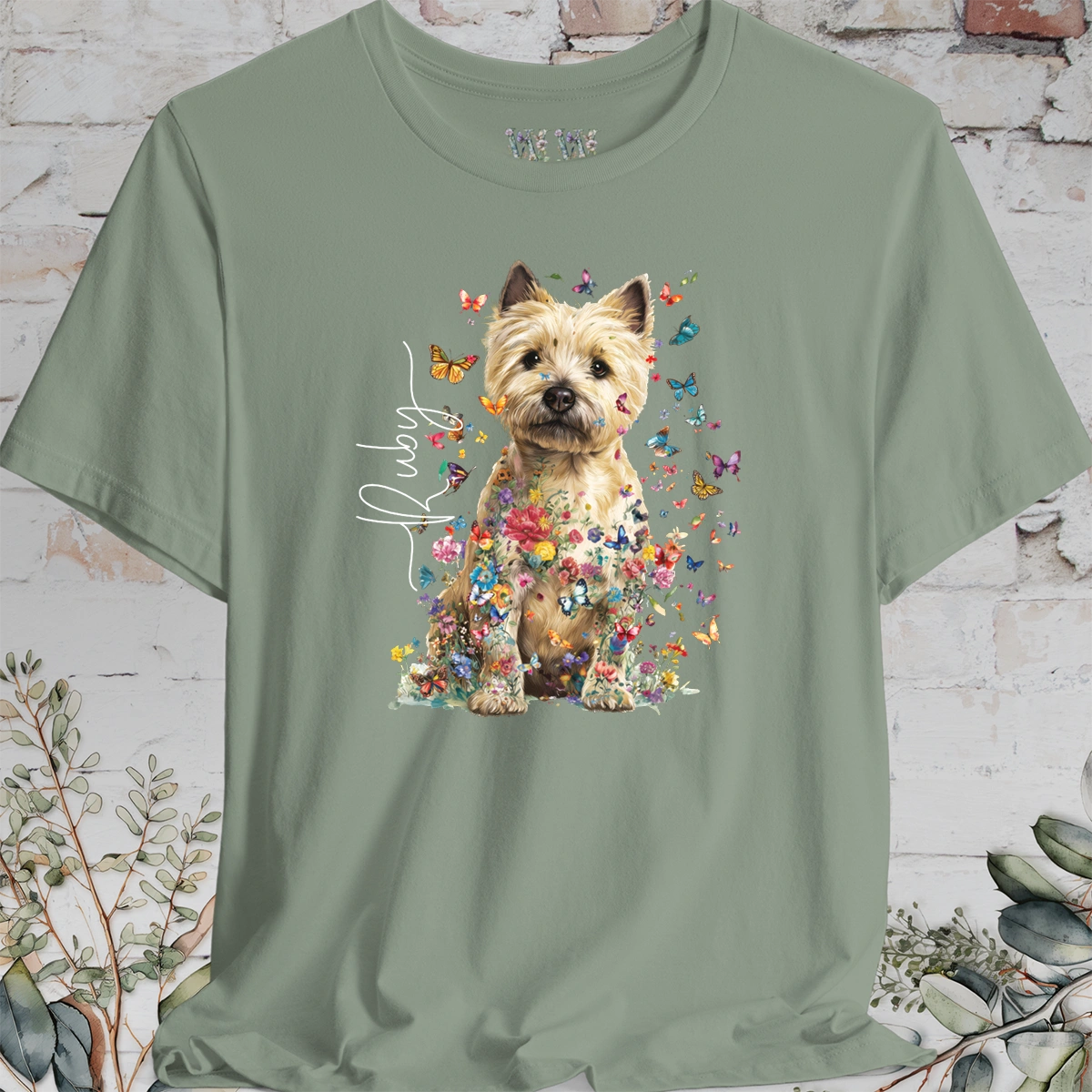 Cairn Terrier #3 Floral Butterfly personalized unisex T shirt