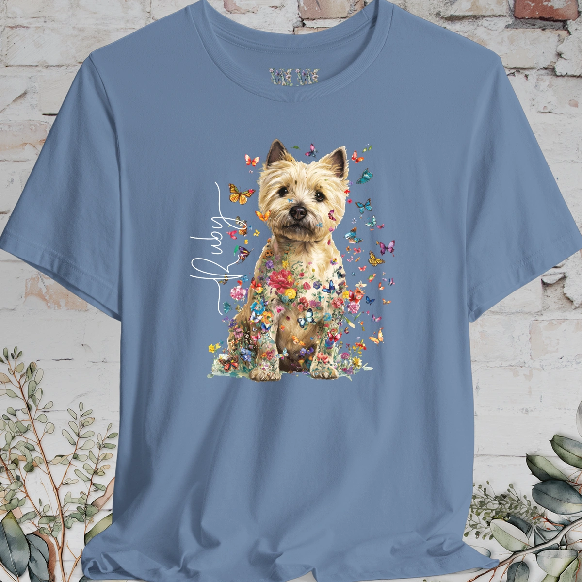 Cairn Terrier #3 Floral Butterfly personalized unisex T shirt