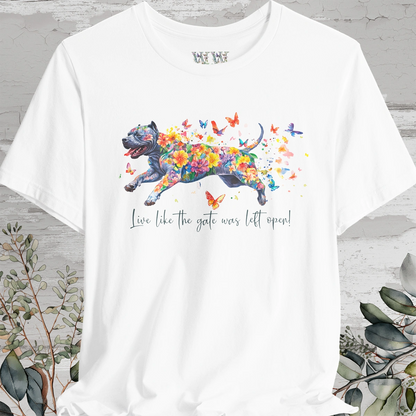 Cane Corso (crop ears) "Live like the gate was left open" Unisex T shirt