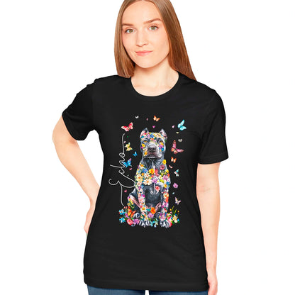 Cane Corso (Cropped ears) Floral Personalized T shirt