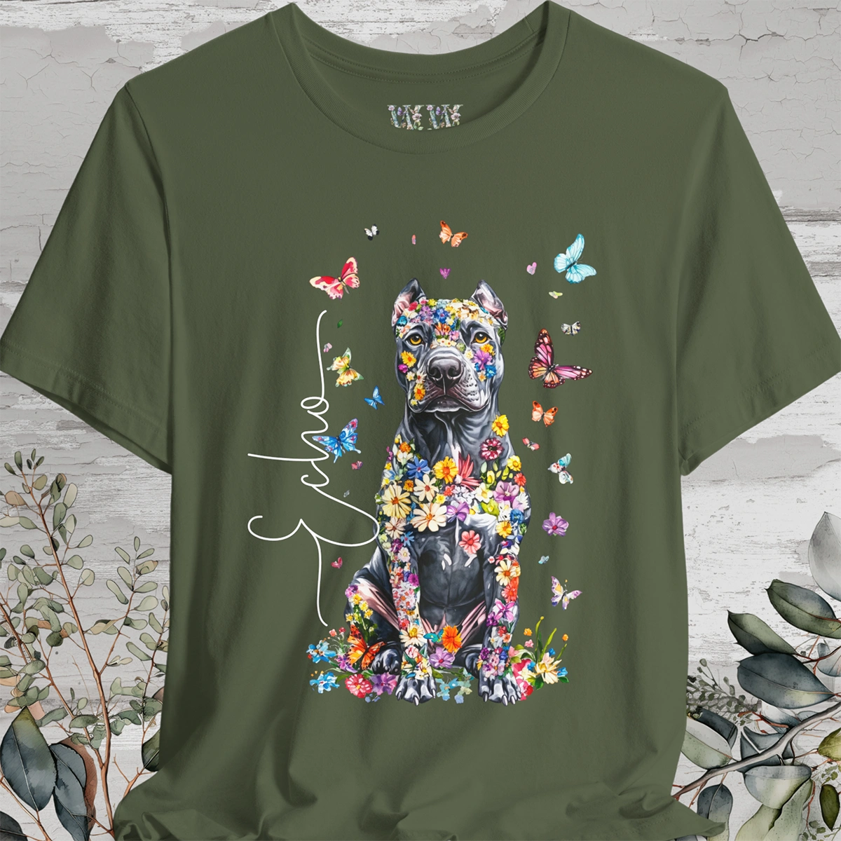 Cane Corso (Cropped ears) Floral Personalized T shirt