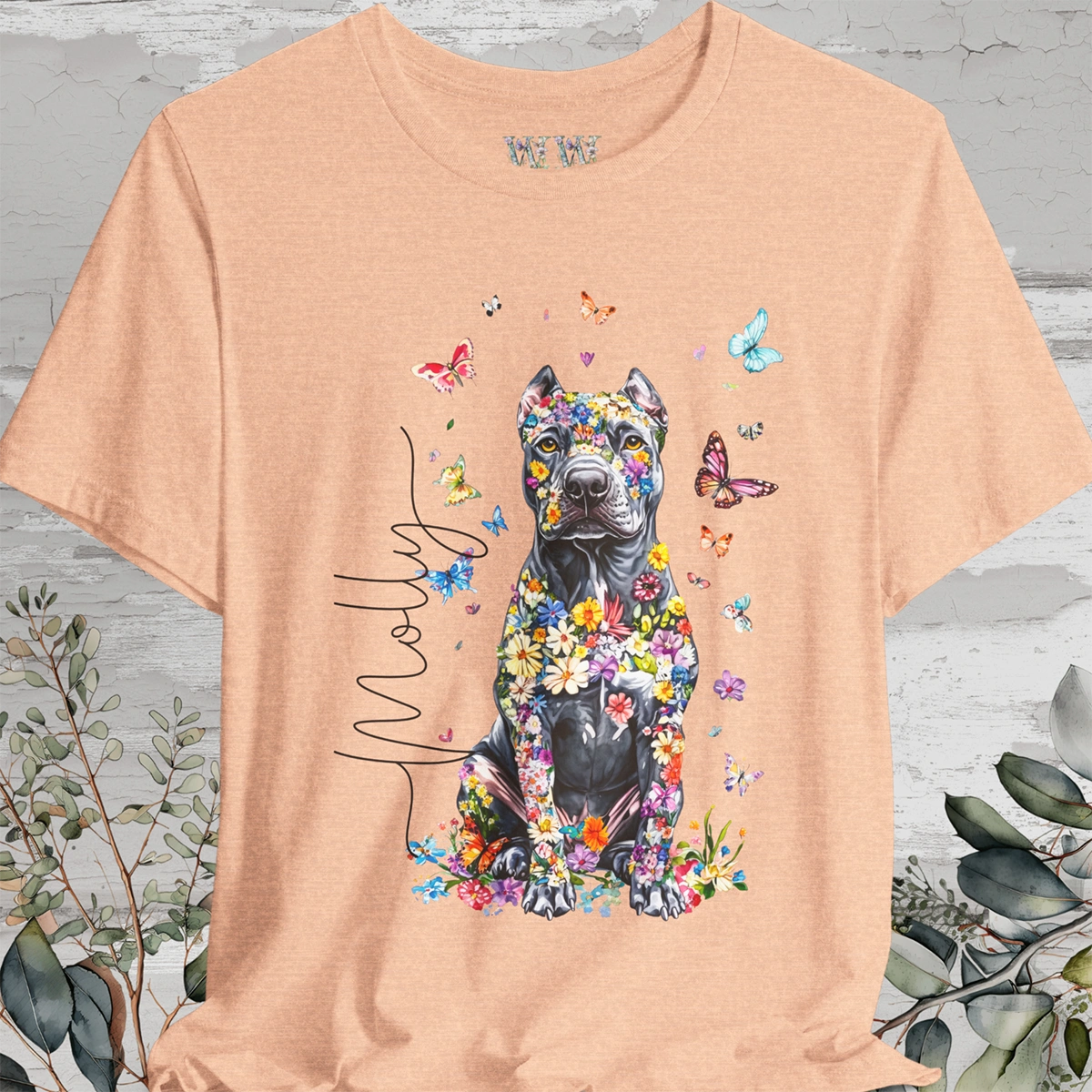 Cane Corso (Cropped ears) Floral Personalized T shirt