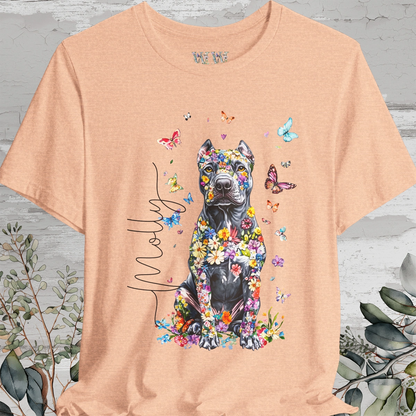 Cane Corso (Cropped ears) Floral Personalized T shirt