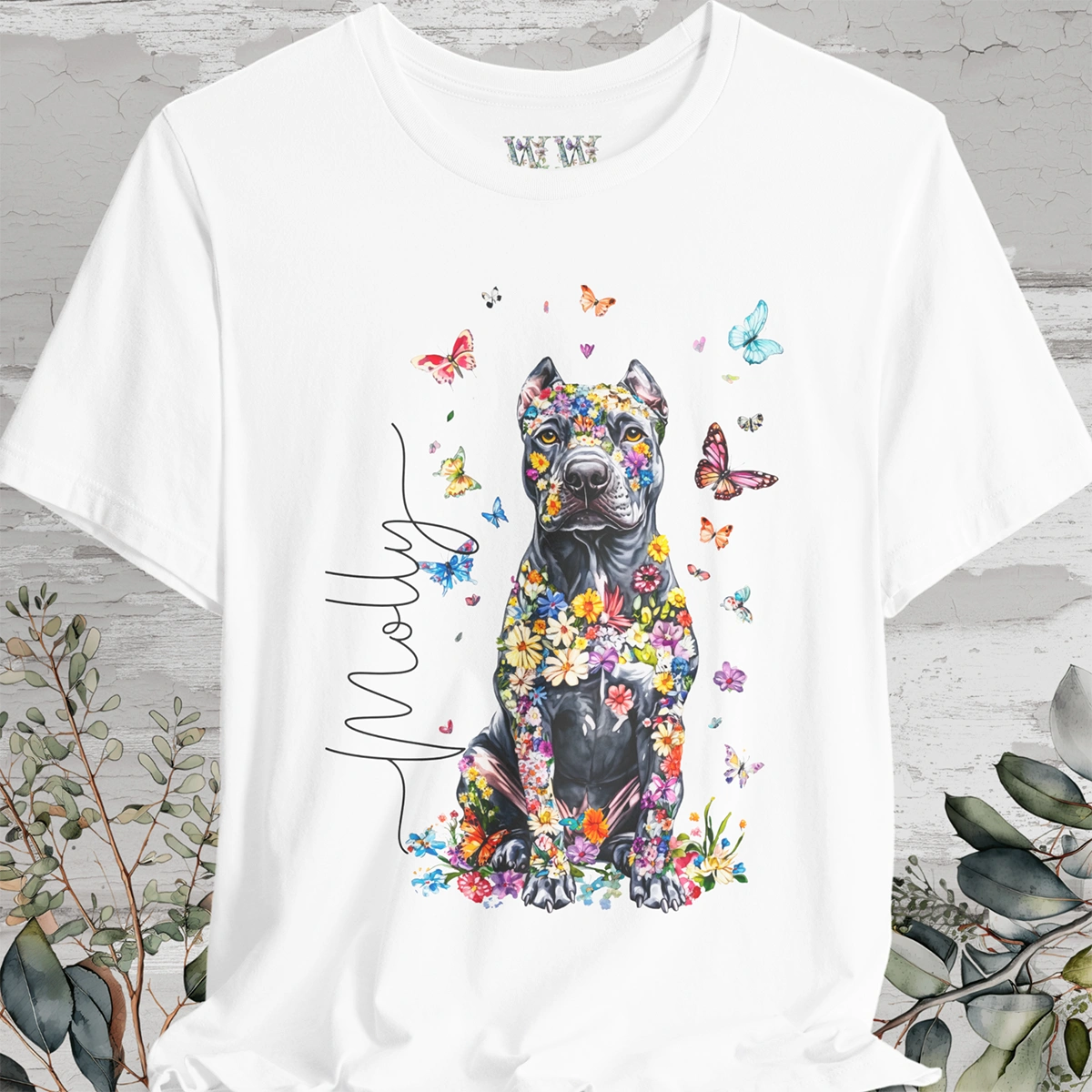 Cane Corso (Cropped ears) Floral Personalized T shirt