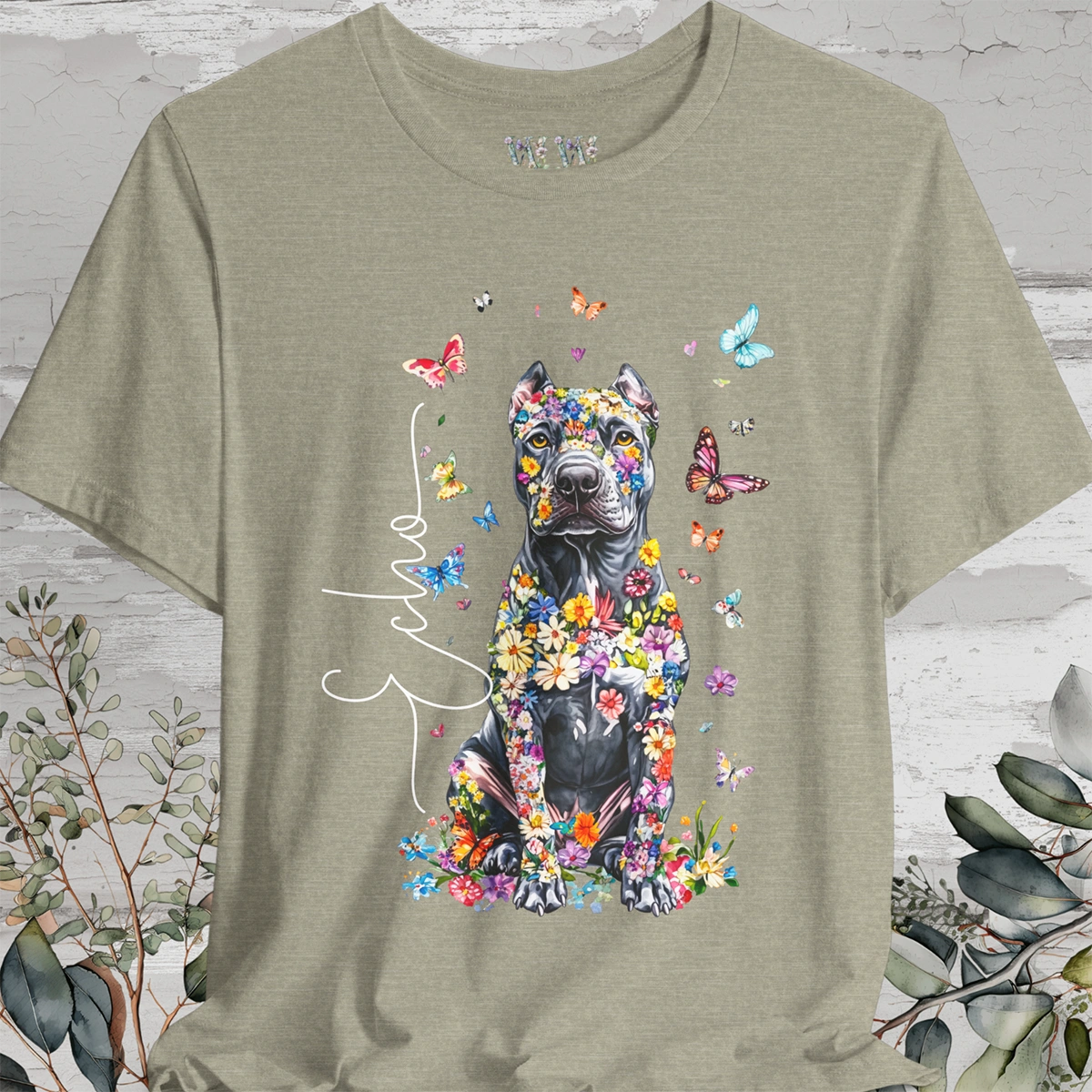 Cane Corso (Cropped ears) Floral Personalized T shirt