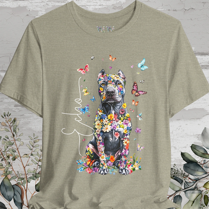 Cane Corso (Cropped ears) Floral Personalized T shirt