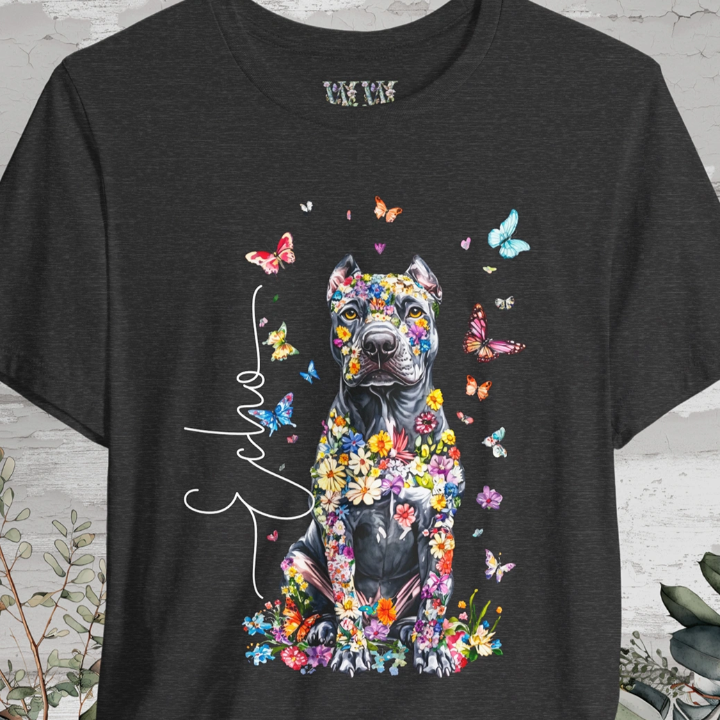 Cane Corso (Cropped ears) Floral Personalized T shirt