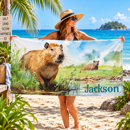 Capybara #1 Personalised Beach Towels Australian