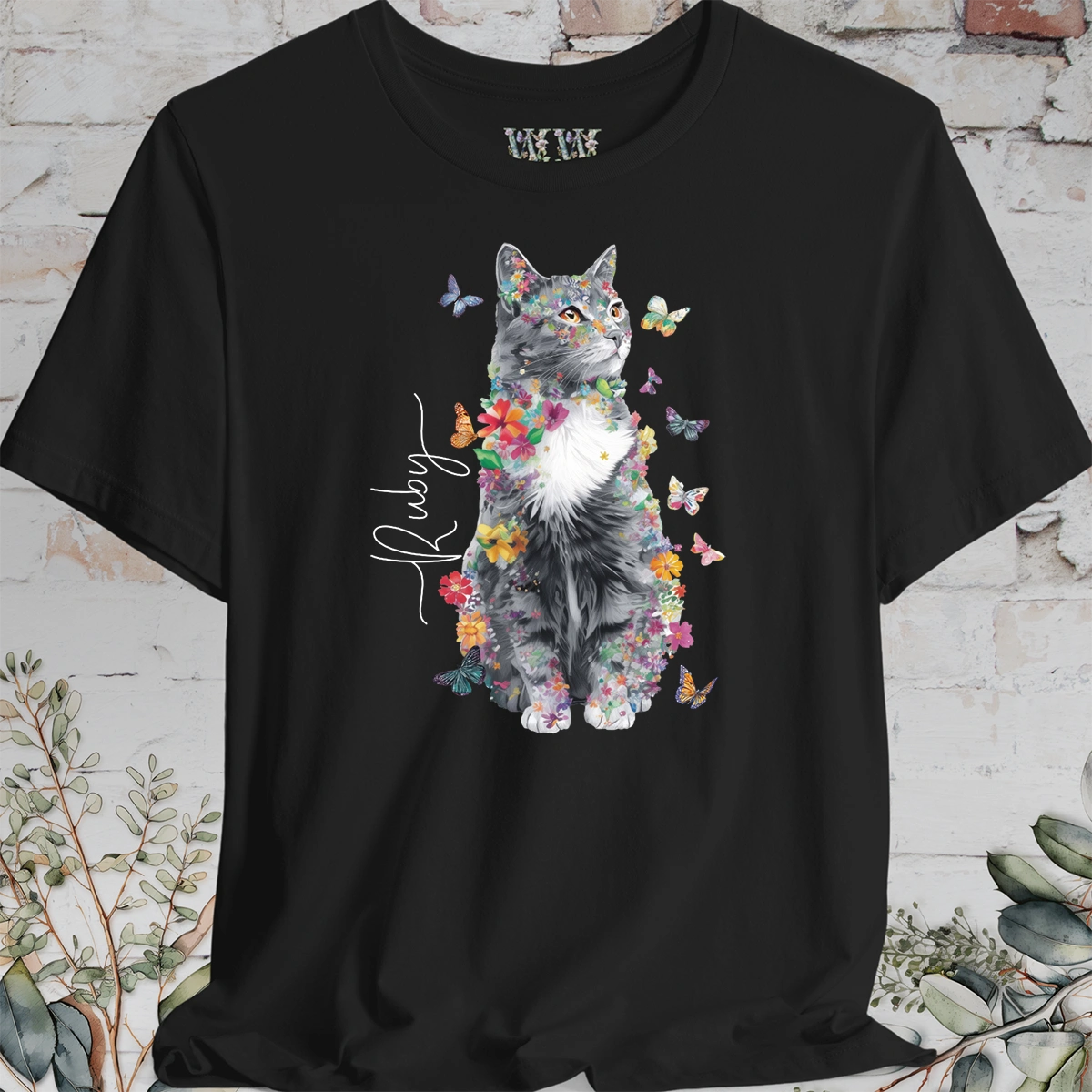 Cat #3 Floral Personalized T shirt