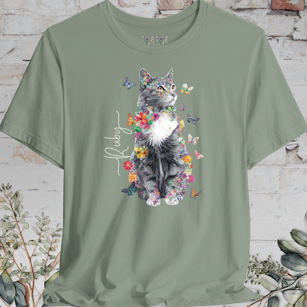 Cat #3 Floral Personalized T shirt
