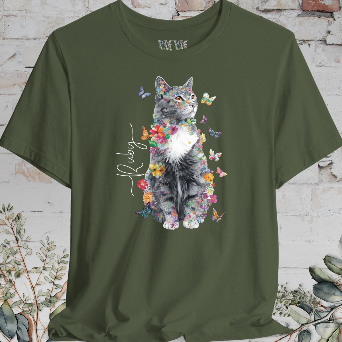 Cat #3 Floral Personalized T shirt
