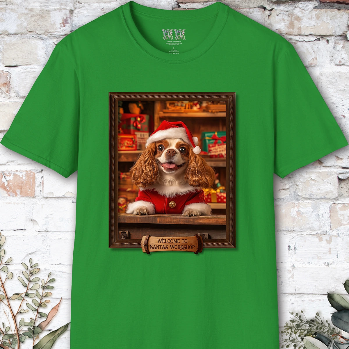 Cavalier King Charles Spaniel Santa's Workshop Unisex T shirt