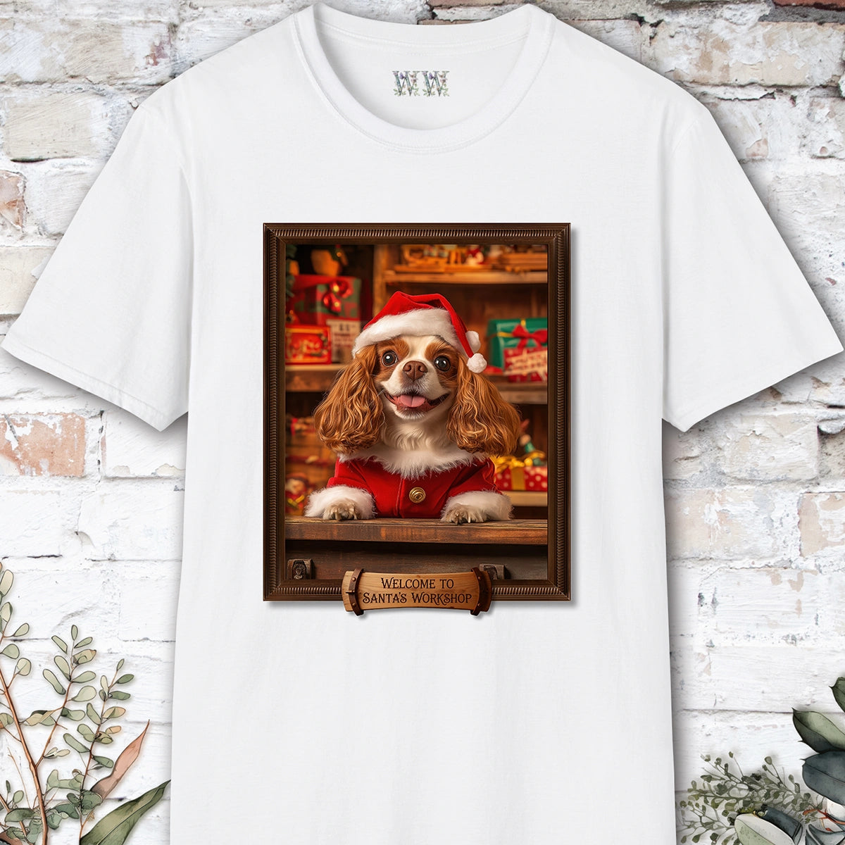 Cavalier King Charles Spaniel Santa's Workshop Unisex T shirt