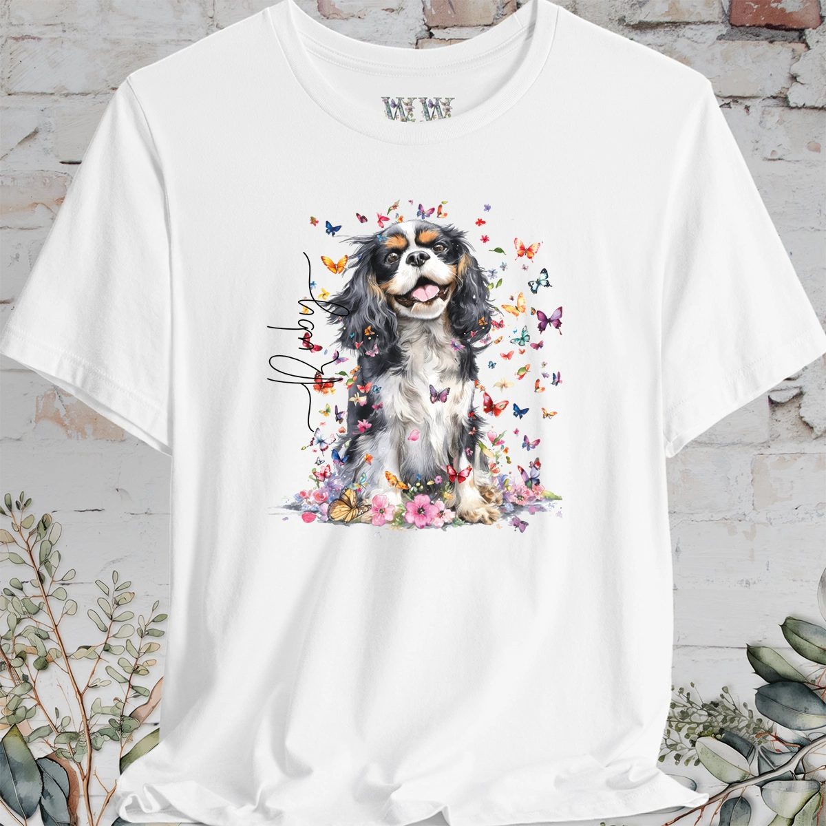 Cavalier King Charles Spaniel #3 Floral Personalized T shirt