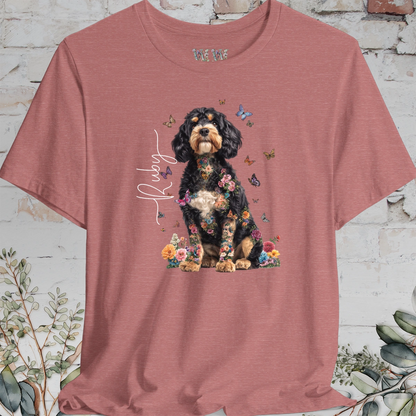 Cavapoo/Cavoodle #3, Personalised Floral Butterfly T shirt