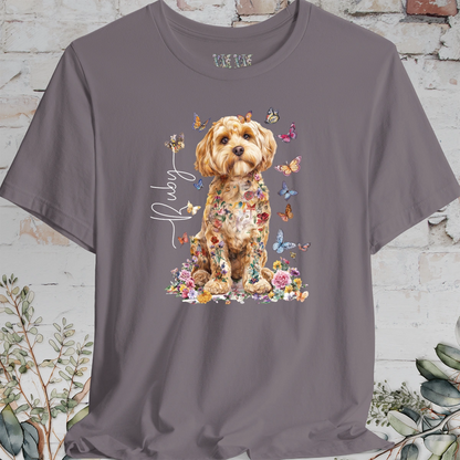 Cavapoo/Cavoodle/Cockapoo #4 Personalised Floral Butterfly T shirt