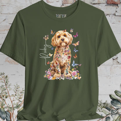 Cavapoo/Cavoodle/Cockapoo #4 Personalised Floral Butterfly T shirt