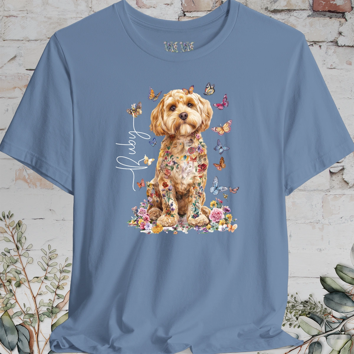 Cavapoo/Cavoodle/Cockapoo #4 Personalised Floral Butterfly T shirt