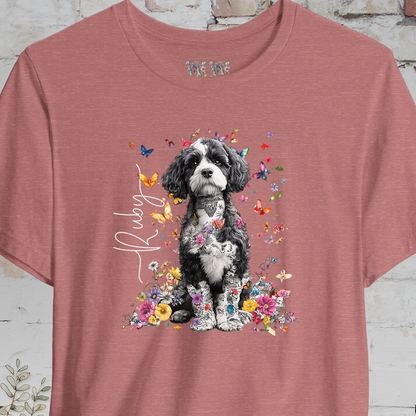 Cavapoo/Cavoodle/Cockapoo #5 Personalised Floral Butterfly T shirt