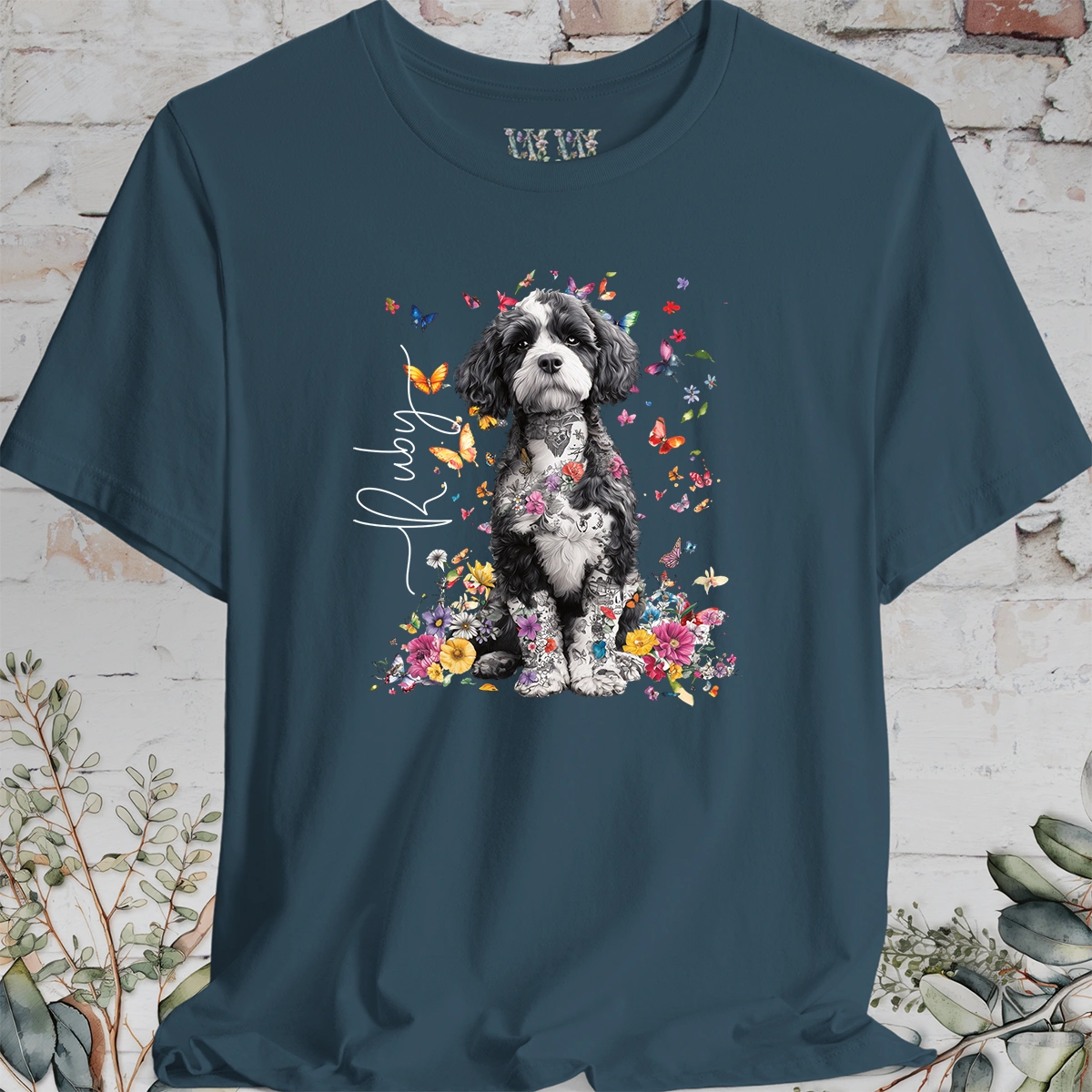 Cavapoo/Cavoodle/Cockapoo #5 Personalised Floral Butterfly T shirt
