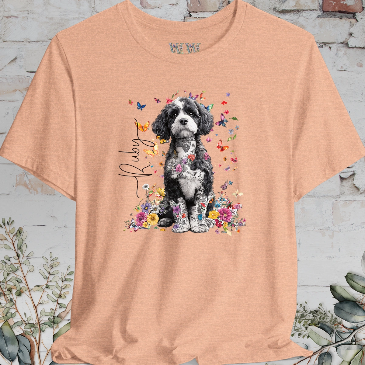 Cavapoo/Cavoodle/Cockapoo #5 Personalised Floral Butterfly T shirt