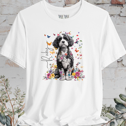 Cavapoo/Cavoodle/Cockapoo #5 Personalised Floral Butterfly T shirt