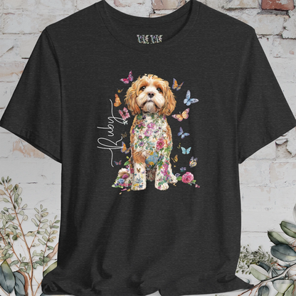 Cockapoo/Cavapoo/Cavoodle #6 Personalised Floral Butterfly T shirt