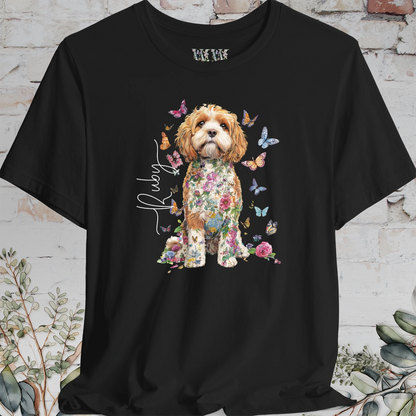 Cockapoo/Cavapoo/Cavoodle #6 Personalised Floral Butterfly T shirt