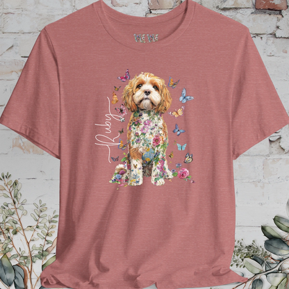 Cockapoo/Cavapoo/Cavoodle #6 Personalised Floral Butterfly T shirt