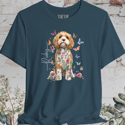 Cockapoo/Cavapoo/Cavoodle #6 Personalised Floral Butterfly T shirt