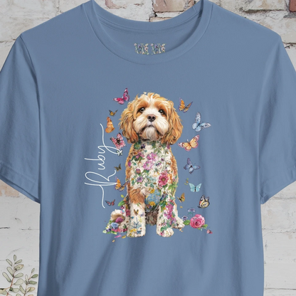 Cockapoo/Cavapoo/Cavoodle #6 Personalised Floral Butterfly T shirt