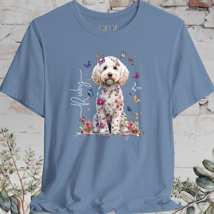 Cavapoo/Cavoodle #7 Personalised Floral Butterfly T shirt