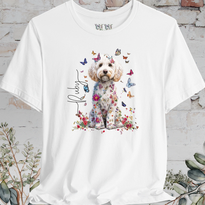 Cavapoo/Cavoodle #7 Personalised Floral Butterfly T shirt