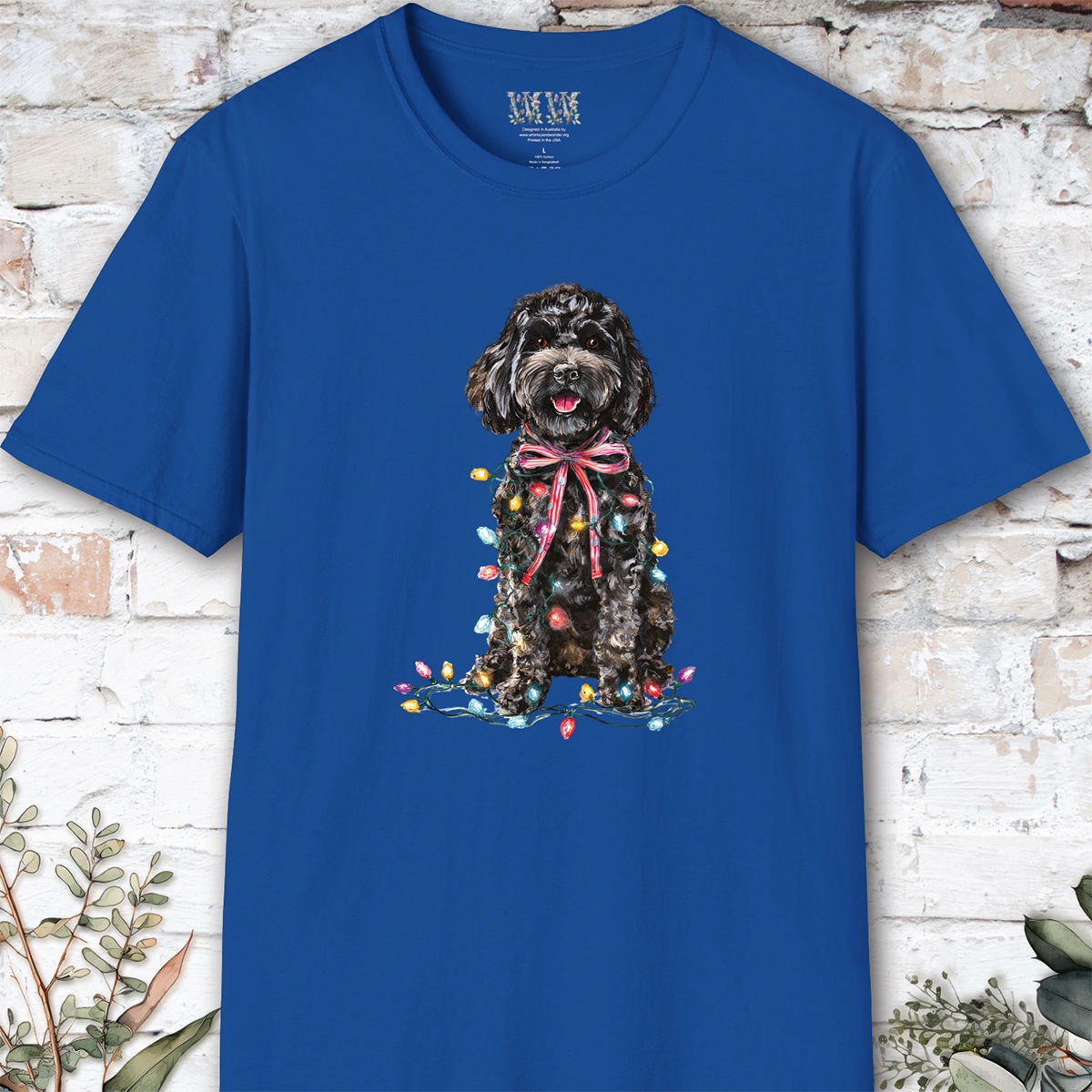 Cockapoo/Cavoodle Fairy Lights Christmas T shirt.