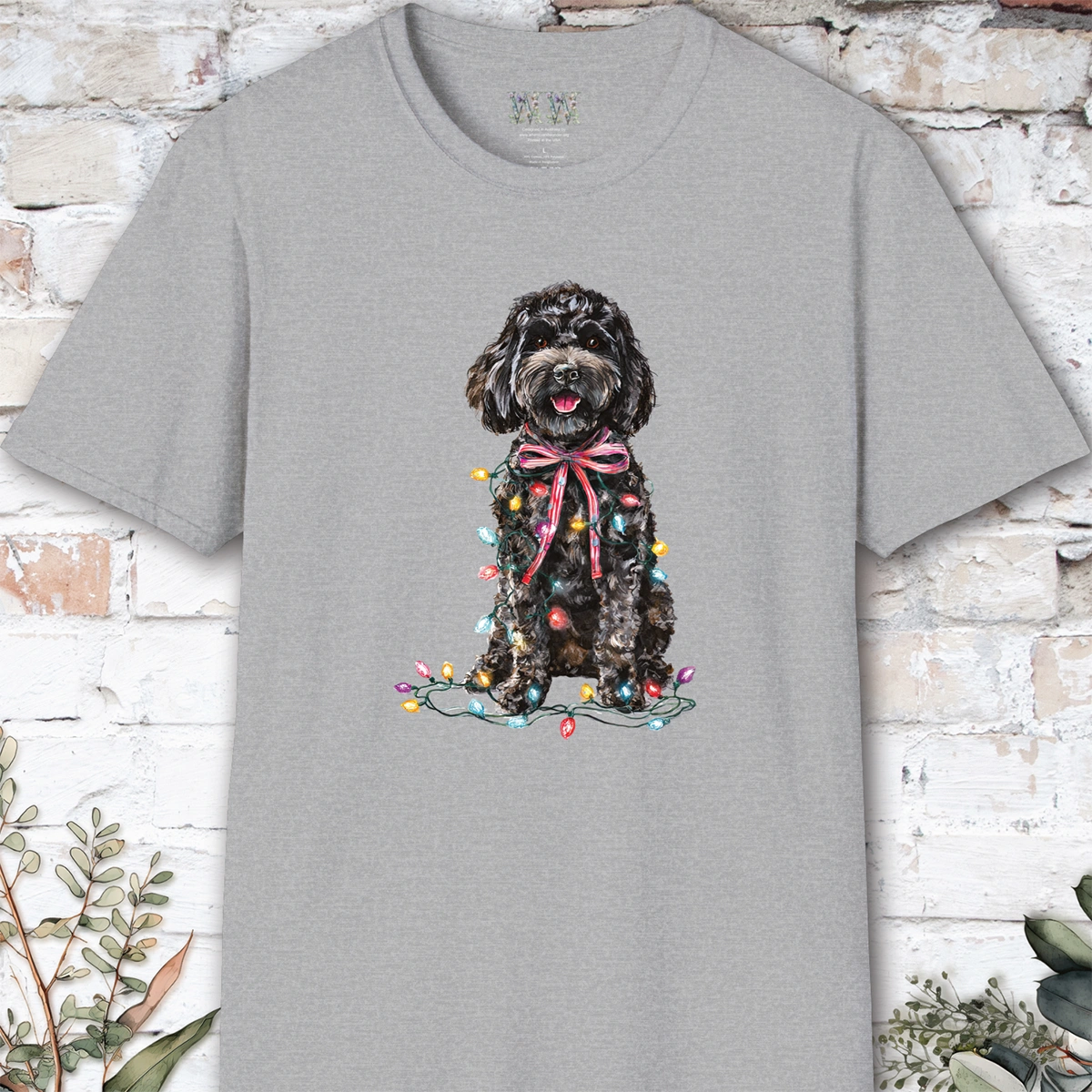 Cockapoo/Cavoodle Fairy Lights Christmas T shirt.