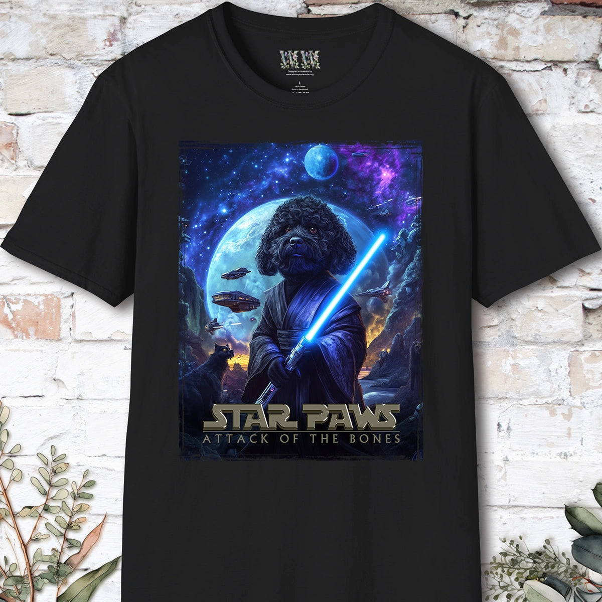 Cavoodle/Cavapoo Black Star Paws Unisex T shirt