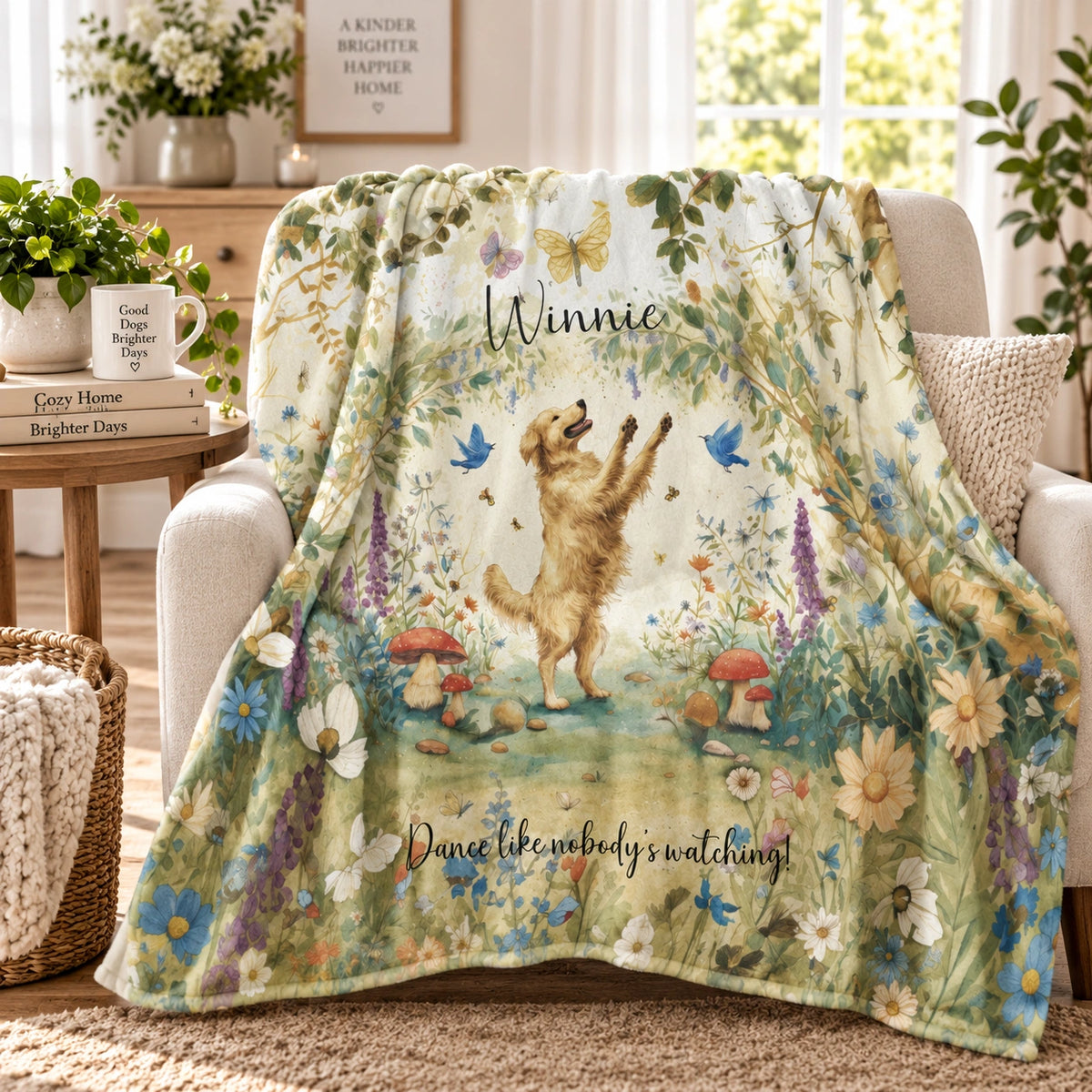 Golden Retriever #2 Dancing Mystical Forest Personalised Blanket