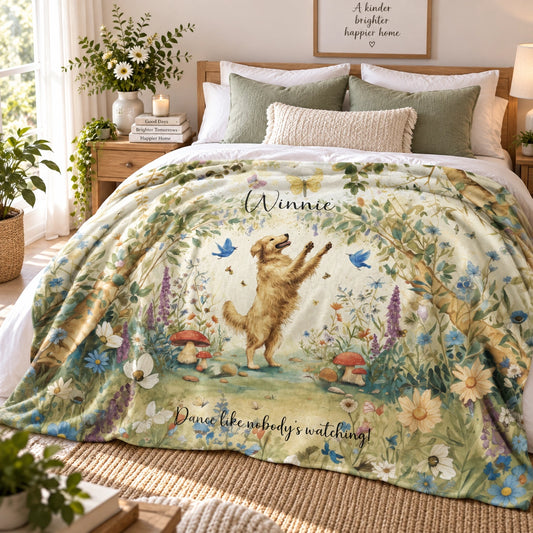 Golden Retriever #2 Dancing Mystical Forest Personalised Blanket