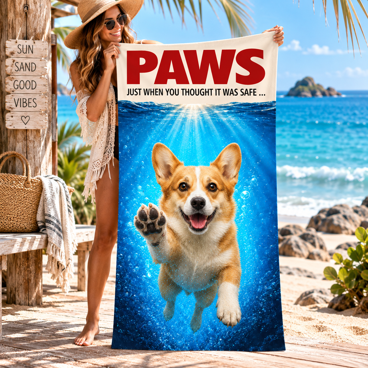 Corgi PAWS Beach Towel