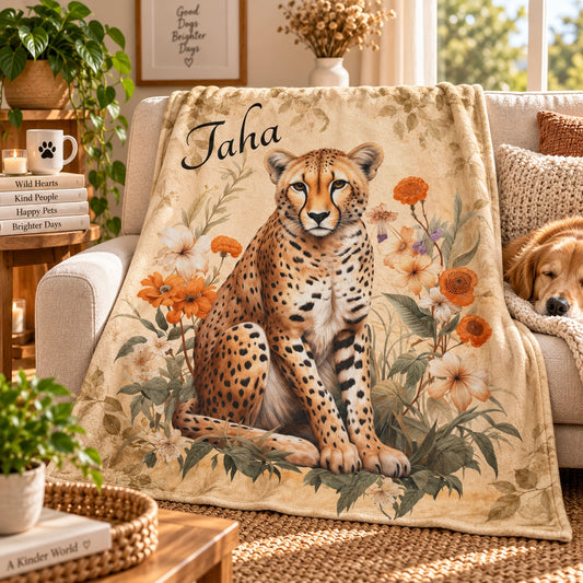 Cheetah Personalized Soft Polyester Blanket