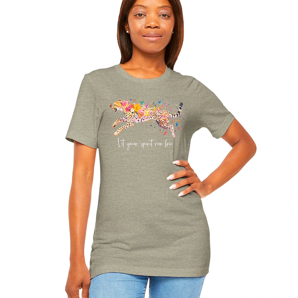 Cheetah "Let your spirit run free" Unisex T shirt