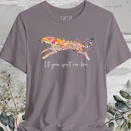 Cheetah "Let your spirit run free" Unisex T shirt