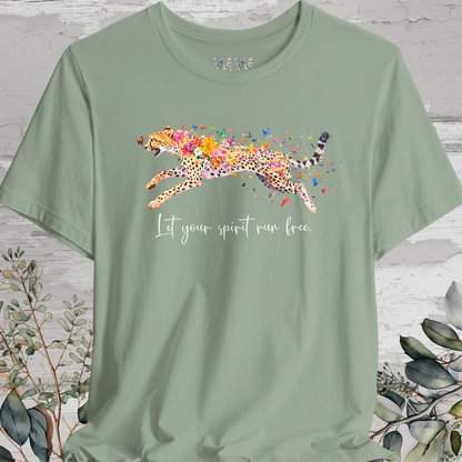 Cheetah "Let your spirit run free" Unisex T shirt